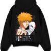 ICHIGO1 A.black hoodie flat back design - Bleach Merch