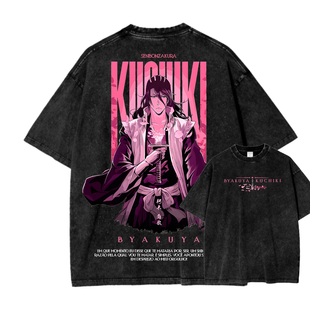 Byakuya Kuchiki Bleach Anime Mineral Wash T-shirt